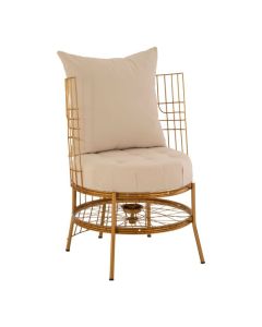 Mantis Round Metal Accent Chair In Gold With Velvet Seat