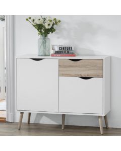 Mapleton Small Sideboard In White And Oak Effect