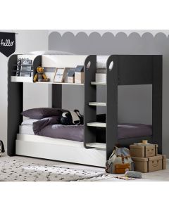 Mars Wooden Bunk Bed With Underbed In Charcoal And White