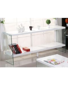 Marco Wooden Sideboard In White High Gloss With Glass Sides