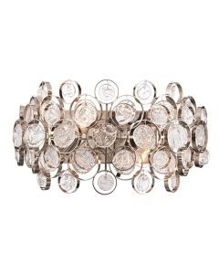 Marella 2 Lights Clear Glass Medallions Wall Light In Bright Nickel