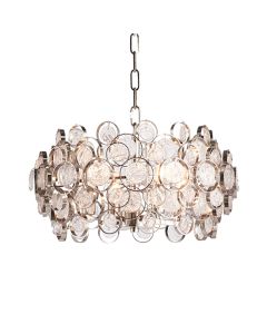Marella 4 Lights Clear Glass Medallions Ceiling Pendant Light In Bright Nickel