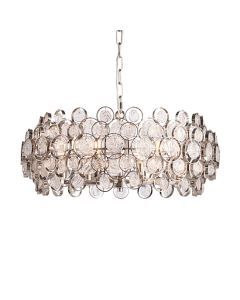Marella 6 Lights Clear Glass Medallions Ceiling Pendant Light In Bright Nickel
