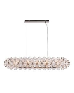 Marella 8 Lights Clear Glass Medallions Ceiling Pendant Light In Bright Nickel