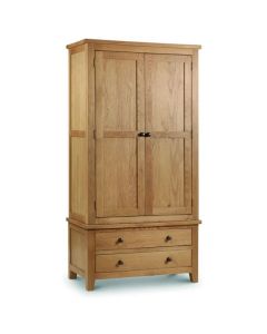 Marlborough Wooden 2 Doors 2 Drawers Wardrobe In Waxed Oak