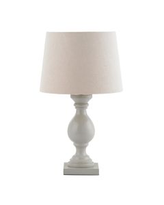 Marsham Ivory Fabric Table Lamp In Taupe Wood