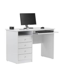 Marymount Computer Desk In White With 4 Drawers