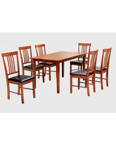 Massa Large Wooden Dining Set In Mahogany With 6 Chairs