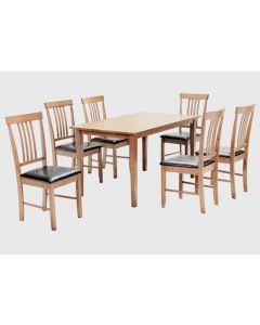 Massa Large Wooden Dining Set In Natural With 6 Chairs