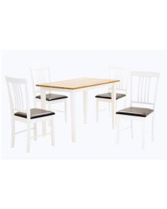 Massa Medium Wooden Dining Set In White And Oak With 4 Chairs