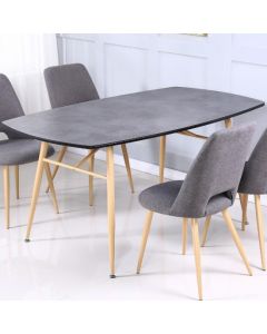 Matola Stone Effect Glass Dining Table with Beech Metal Legs