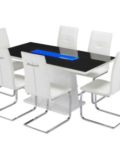 Matrix LED Wooden Dining Table In White High Gloss