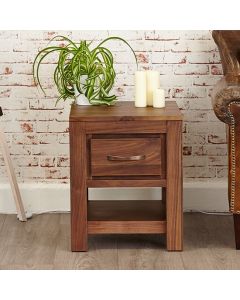 Mayan Wooden 1 Drawer Lamp Table In Walnut