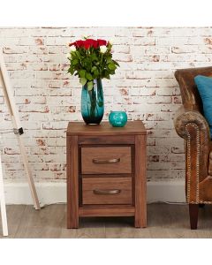 Mayan Wooden 2 Drawers Lamp Table In Walnut