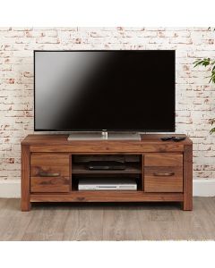 Mayan Wooden 2 Drawers Low TV Stand In Walnut