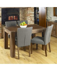 Mayan Wooden Dining Table In Walnut With 4 Vrux Slate Chairs