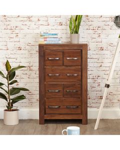 Mayan Wooden DVD Storage Chest Of Drawers In Walnut