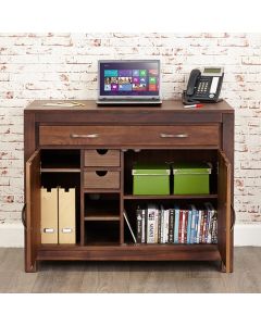 Mayan Wooden Hidden Home Office Computer Desk In Walnut