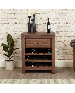 Mayan Wooden Wine Rack Lamp Table In Walnut