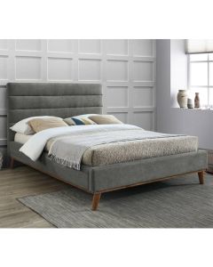 Mayfair Fabric Upholstered Double Bed In Light Grey