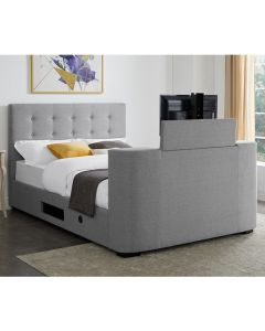 Mayfair Fabric Upholstered Double TV Bed In Grey