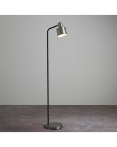 Mayfield Task Floor Lamp In Brushed Silver Effect And Matt Black