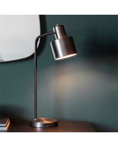 Mayfield Task Table Lamp In Brushed Silver Effect And Matt Black