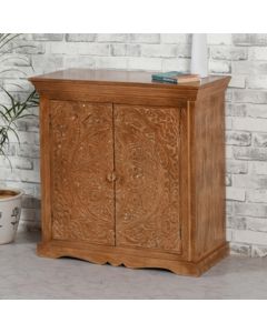 Artwork Solid Mango Wood Sideboard With 2 Doors In Oak