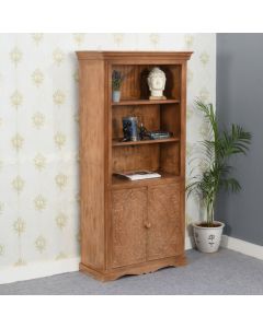 Artwork Solid Mango Wood Large Bookcase In Oak