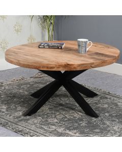 Surrey Solid Mango Wood Coffee Table With Metal Spider Legs