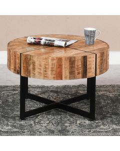 Surrey Solid Mango Wood Coffee Table With Black Metal Legs