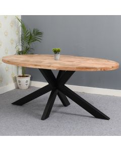 Surrey Solid Mango Wood Oval Dining Table In Rough Sawn