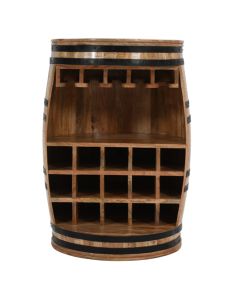 Surrey Solid Mango Wood Barrel Wine Cabinet In Rough Sawn