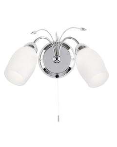 Meadow White Glass 2 Lights Wall Light In Chrome