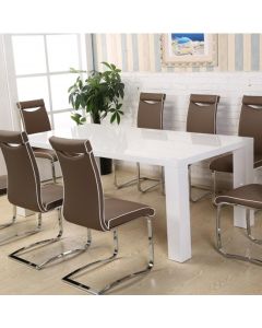 Melinda Wooden Dining Table White High Gloss