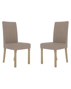 Melodie Beige Linen Fabric Dining Chairs In Pair