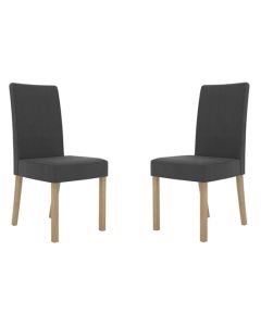 Melodie Charcoal Linen Fabric Dining Chairs In Pair