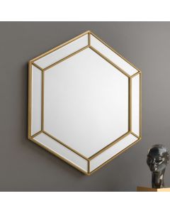 Melody Hexagonal Wall Mirror In Gold Effect