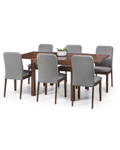 Melrose Wooden Extending Dining Table In Walnut With Berkeley 6 Chairs