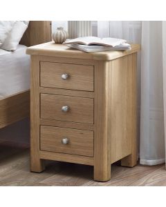 Memphis Wooden Bedside Cabinet With 3 Drawers In Limed Oak