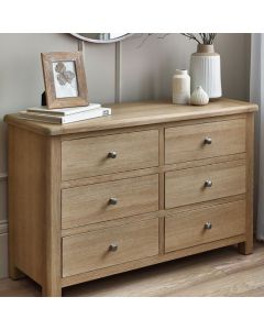 Memphis Wooden Chest Of 6 Drawers Wide In Limed Oak