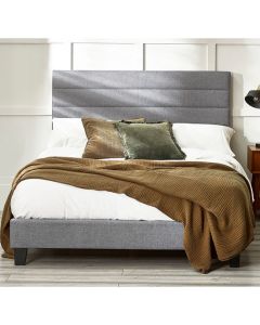 Merida Linen Fabric Double Bed In Grey