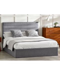 Merida Linen Fabric Lift-Up Storage King Size Bed In Grey