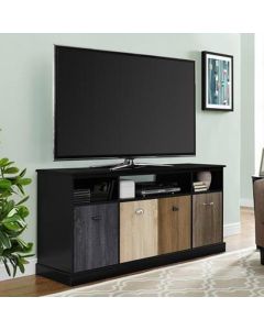 Mercer Medium Wooden TV Stand In Black With Multicolour Drawers