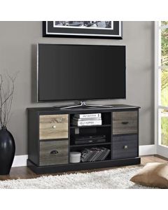 Mercer Small Wooden TV Stand In Black With Multicolour Drawers
