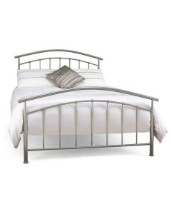 Mercury Metal Small Double Bed In Pearl Silver
