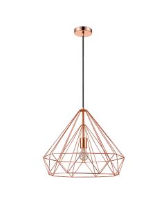 Merton 1 Bulb Double-Layered Cage Large Ceiling Pendant Light In Copper
