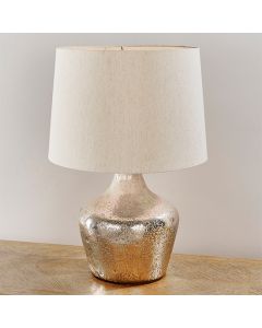 Meteora Vintage White Linen Table Lamp In Pearl Ombre