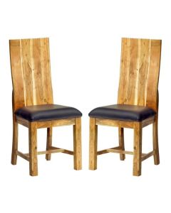 Metropolis Industrial Oak Wooden Dining Chairs In Pair