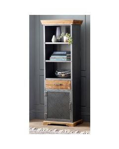 Metropolis Narrow 1 Door 1 Drawer Bookcase In Acacia